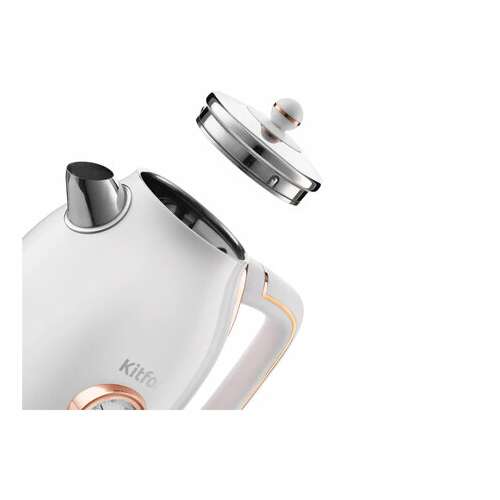  Чайник kitfort кт-6102-3, 1,7 л, 2150 вт, закрытый нагревательный элемент, термометр, сталь, белый | Чайники