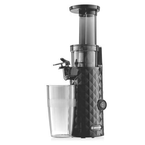  Соковыжималка шнековая brayer br1701, 130 вт, функция реверс, контейнер для сока 0,6 л, черная | Соковыжималки