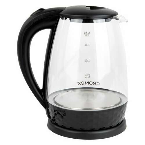  Чайник электрический cromex kt-308, 1,8 л, 1500 вт, стекло, черный, 455150 | Чайники