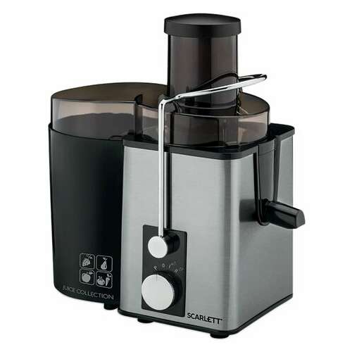  Соковыжималка scarlett sc-je50s53, 1000 вт, стакан 0,6 л, емкость жмыха 1 л, пластик, сталь/черный | Соковыжималки