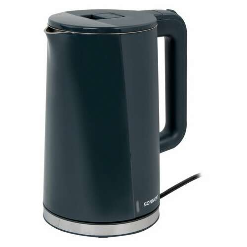  Чайник электрический с двойными стенками sonnen kt-8718b, 1,7 л, 2200 вт, графитовый, 454686 | Чайники