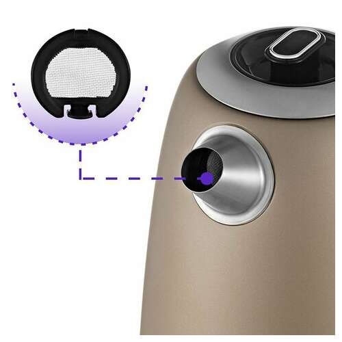  Чайник kitfort кт-6121-4, 1,7 л, 2200 вт, закрытый нагревательный элемент, led-дисплей, терморегулятор, сталь, бежевый | Чайники