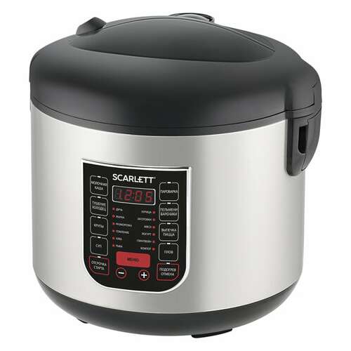  Мультиварка scarlett sc-mc410s27, 900 вт, 5 л, 22 программы, серебро/черная | Мультиварки