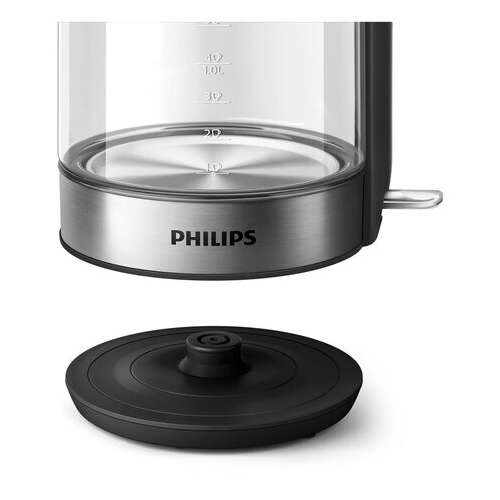  Чайник philips hd9339/80, 1,7 л, 2200 вт, закрытый нагревательный элемент, стекло, серебристый | Чайники