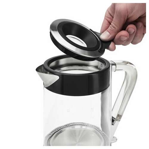  Чайник polaris pwk 1715 cgl, 1,7 л, 1850-2200 вт, закрытый нагревательный элемент, стекло, черный, 48643, pwk 1715 cgl b | Чайники