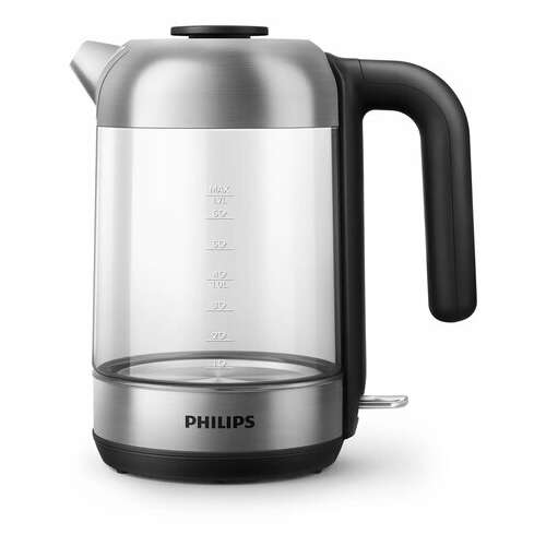  Чайник philips hd9339/80, 1,7 л, 2200 вт, закрытый нагревательный элемент, стекло, серебристый | Чайники