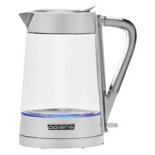  Чайник polaris pwk 1715 cgl, 1,7 л, 1850-2200 вт, закрытый нагревательный элемент, стекло, белый, 54125, pwk 1715 cgl w | Чайники