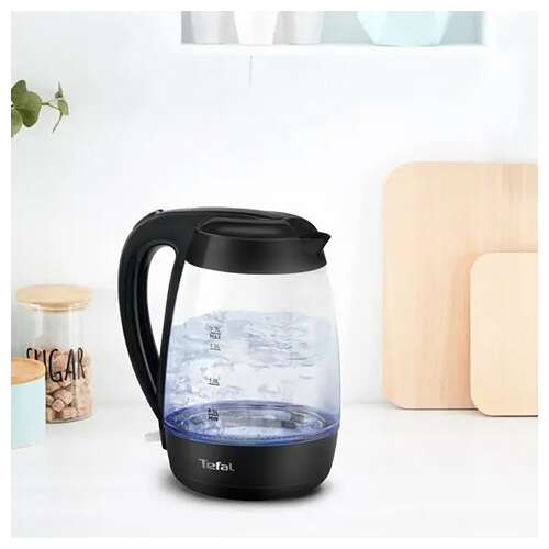  Чайник tefal ko450832, 1,7 л, 2400 вт, закрытый нагревательный элемент, стекло, черный | Чайники