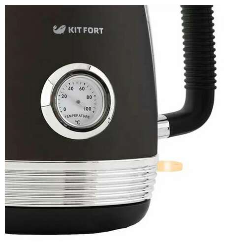  Чайник kitfort кт-633-1, 1,7 л, 2200 вт, закрытый нагревательный элемент, термометр, пластик/металл, графит | Чайники