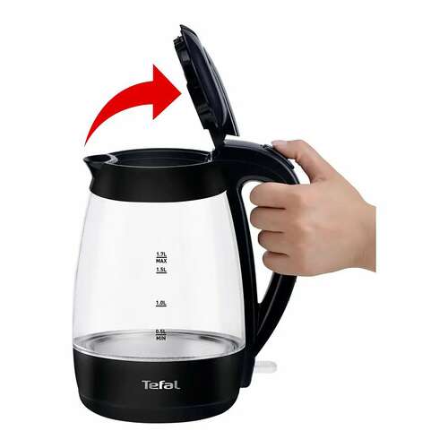  Чайник tefal ko450832, 1,7 л, 2400 вт, закрытый нагревательный элемент, стекло, черный | Чайники