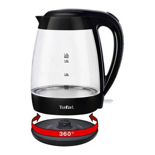  Чайник tefal ko450832, 1,7 л, 2400 вт, закрытый нагревательный элемент, стекло, черный | Чайники