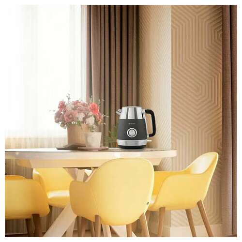  Чайник kitfort кт-633-1, 1,7 л, 2200 вт, закрытый нагревательный элемент, термометр, пластик/металл, графит | Чайники