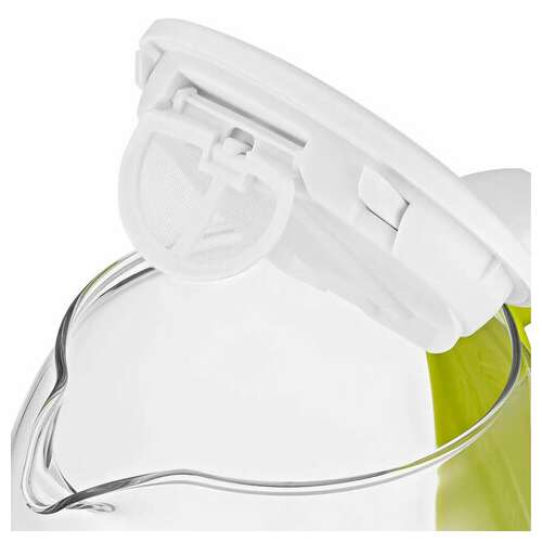  Чайник kitfort кт-6140-2, 1,7 л, 2200 вт, закрытый нагревательный элемент, терморегулятор, стекло, белый/салатовый | Чайники