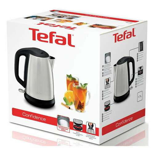  Чайник tefal ki270d30, 1,7 л, 2400 вт, закрытый нагревательный элемент, сталь, серебристый, 7211002374 | Чайники