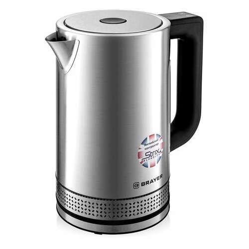 Чайник с терморегулятором brayer br1060, 1,7 л, 2200 вт, закрытый нагревательный элемент, сталь | Чайники