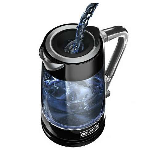  Чайник polaris pwk 1715 cgl, 1,7 л, 1850-2200 вт, закрытый нагревательный элемент, стекло, черный, 48643, pwk 1715 cgl b | Чайники