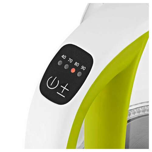  Чайник kitfort кт-6140-2, 1,7 л, 2200 вт, закрытый нагревательный элемент, терморегулятор, стекло, белый/салатовый | Чайники