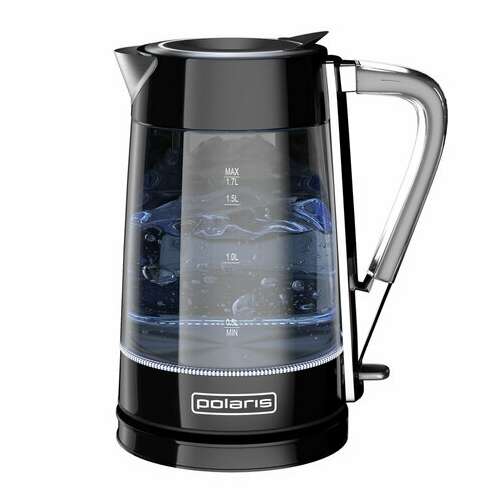  Чайник polaris pwk 1715 cgl, 1,7 л, 1850-2200 вт, закрытый нагревательный элемент, стекло, черный, 48643, pwk 1715 cgl b | Чайники