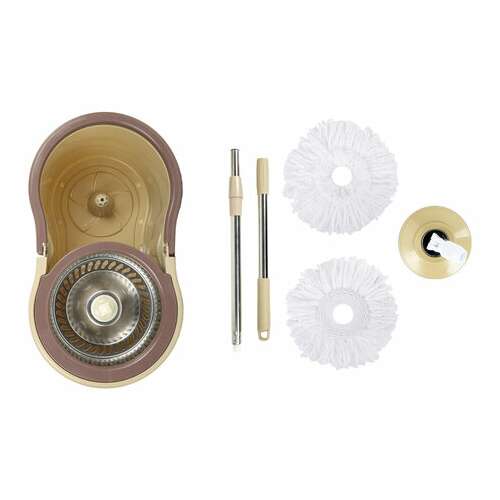  Комплект для уборки: швабра, ведро 7 л/5 л с отжимом центрифуга, 2 насадки, бежевый, laima, 607488 | Комплекты для уборки (швабра и ведро с отжимом)