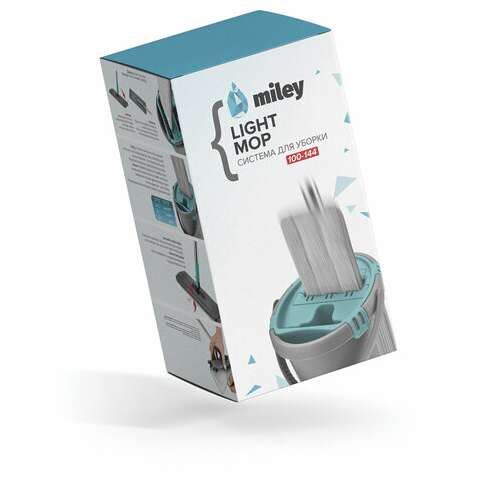  Комплект для уборки: швабра, ведро 8 л/7 л двухкамерное с отжимом, насадка, light mop, miley, 901-618 | Комплекты для уборки (швабра и ведро с отжимом)