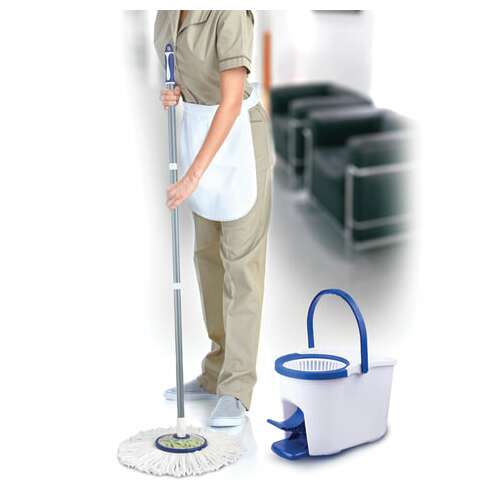  Комплект для уборки: швабра, ведро 11 л/5 л с отжимом и педалью, круглая насадка-липучка, laima, 601459 | Комплекты для уборки (швабра и ведро с отжимом)