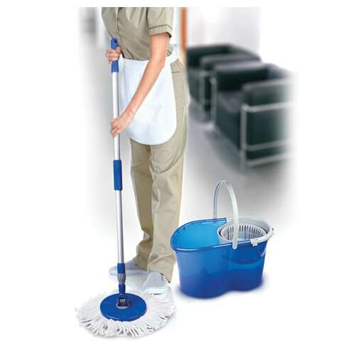  Комплект для уборки: швабра, ведро 14 л/5 л с отжимом центрифуга, 2 круглые насадки, laima, 601460 | Комплекты для уборки (швабра и ведро с отжимом)