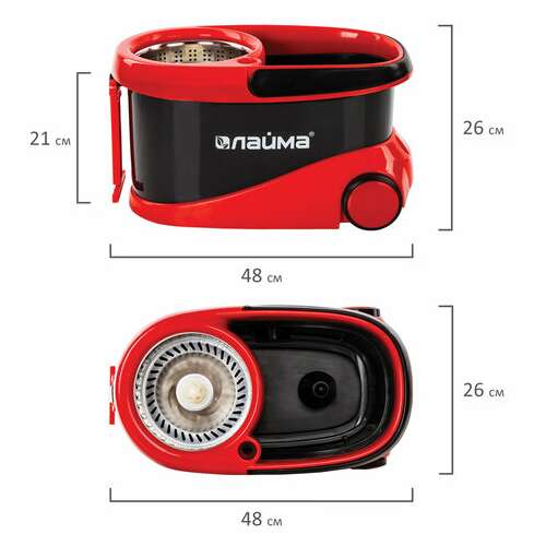  Комплект для уборки: швабра, ведро 19 л/9 л с отжимом центрифуга, 2 круглые насадки, laima, 606303, m029b | Комплекты для уборки (швабра и ведро с отжимом)