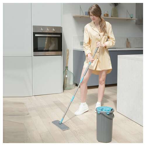  Комплект для уборки: швабра, ведро 8 л/7 л двухкамерное с отжимом, насадка, light mop, miley, 901-618 | Комплекты для уборки (швабра и ведро с отжимом)