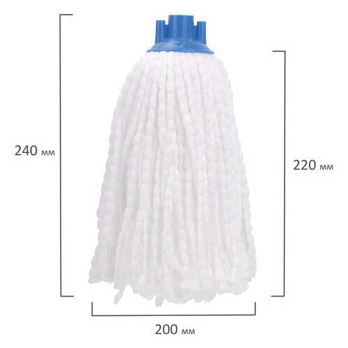  Насадка моп веревочная для швабры, крепление еврорезьба, микрофибра, длина 24 см, 115 г, laima, 603123 | Насадки и тряпки для швабр (мопы)