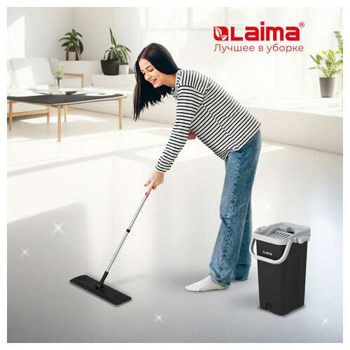  Швабра с отжимом и ведром altamop l (10 л), 2 насадки микрофибра, длина ручки 134-154 см, laima, 609151 | Комплекты для уборки (швабра и ведро с отжимом)