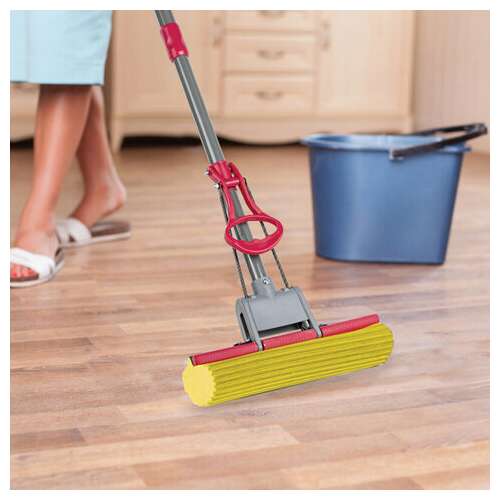  Швабра самоотжимная, роликовый отжим, насадка pva 27 см, телескопический черенок 70-125 см, laima, 603596 | Швабры для пола