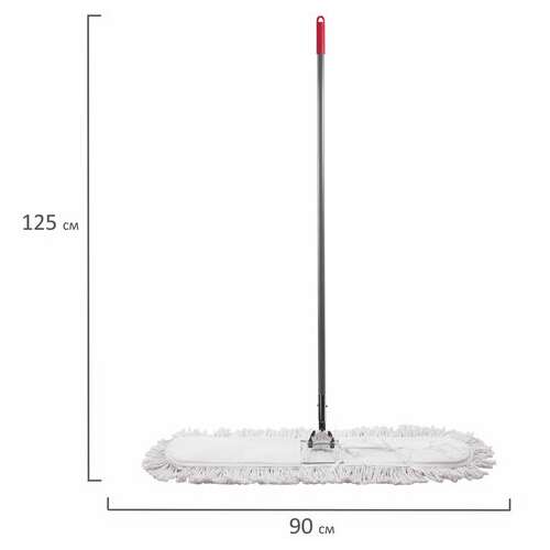  Швабра-рамка 90 см, стальной черенок 125 см, цельный держатель, моп с завязками, хлопок, laima, 603603 | Швабры для пола