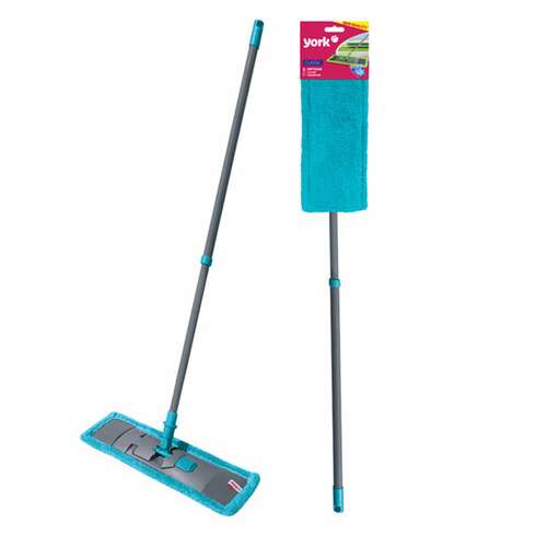  Швабра с флаундером 40 см, телескопический черенок 130 см, еврорезьба, моп микрофибра (тип к), york "classic", 81080 | Швабры для пола