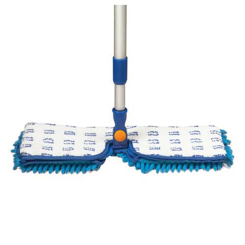  Швабра двусторонняя 40 см, телескопический черенок 130 см (алюминий), резьба 1,6 см, микрофибра, laima, 601465 | Швабры для пола