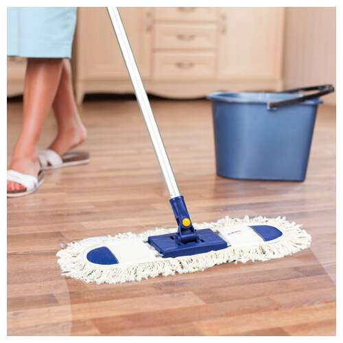  Швабра-рамка 40 см, алюминиевый телескопический черенок 130 см (резьба 1,6 см), моп хлопок, laima, 601464 | Швабры для пола