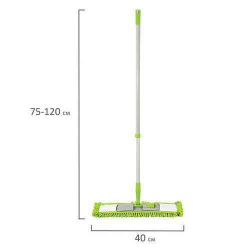  Швабра с флаундером 40 см, черенок 70-120 см, моп "синель" из микрофибры букли (тип к), любаша, 603602 | Швабры для пола