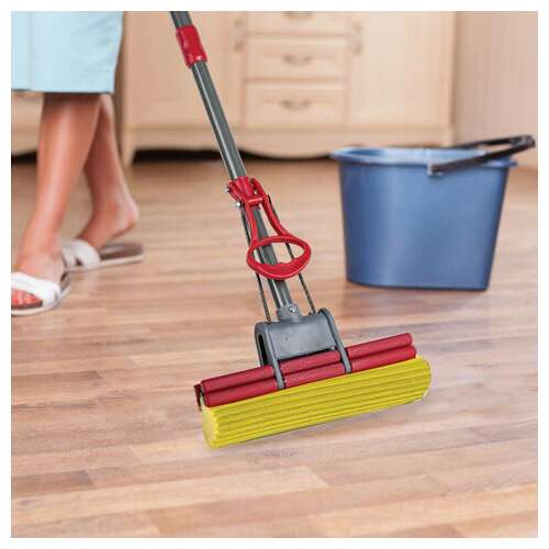  Швабра самоотжимная, роликовый двойной отжим, насадка pva 27 см, телескопический черенок 125 см, laima, 603597 | Швабры для пола