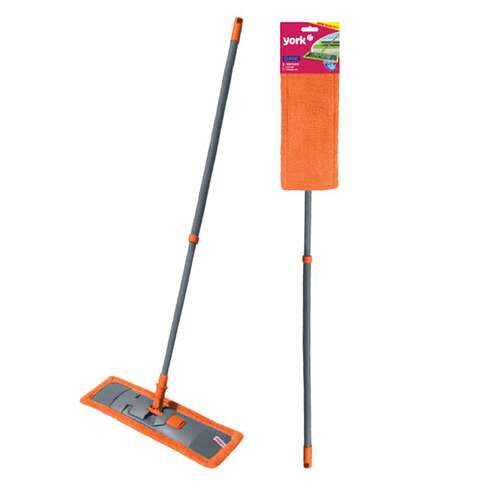  Швабра с флаундером 40 см, телескопический черенок 130 см, еврорезьба, моп микрофибра (тип к), york "classic", 81080 | Швабры для пола