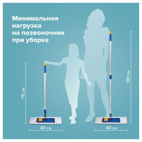 Швабра с флаундером 40 см, телескопический черенок 130 см, резьба 1,6 см, микрофибра/абразив (тип к), laima, 601462  Швабра с флаундером 40 см, телескопический черенок 130 см, резьба 1,6 см, микрофибра/абразив (тип к), laima, 601462 | Швабры для пола
