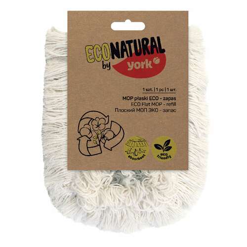  Насадка моп плоская 42х10 см из хлопка, плотный ворс, для швабры "natural", york, 81680 | Насадки и тряпки для швабр (мопы)