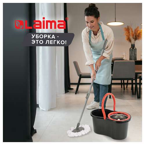  Швабра для наборов для уборки с круглой насадкой из микрофибры, черенок 130 см, laima, 606745 | Швабры для пола