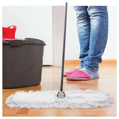  Швабра-рамка 90 см, стальной черенок 125 см, цельный держатель, моп с завязками, хлопок, laima, 603603 | Швабры для пола