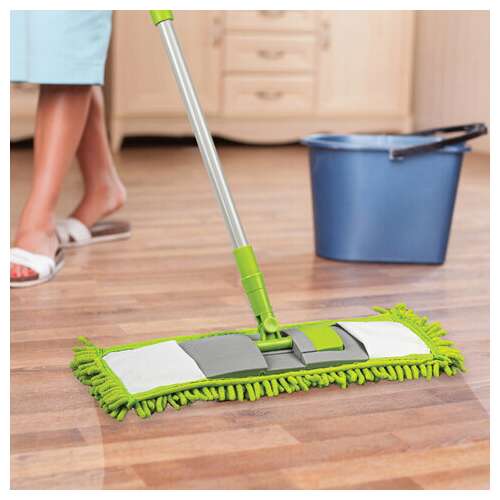  Швабра с флаундером 40 см, черенок 70-120 см, моп "синель" из микрофибры букли (тип к), любаша, 603602 | Швабры для пола