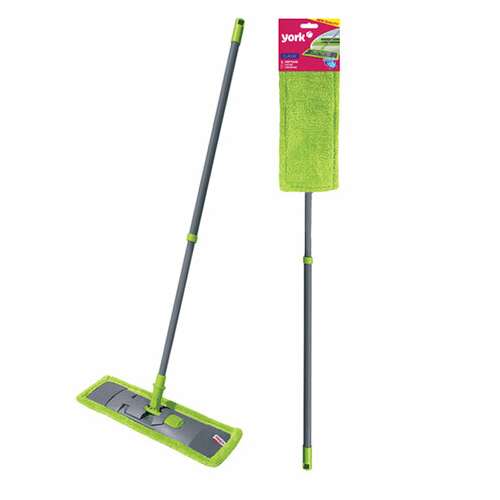  Швабра с флаундером 40 см, телескопический черенок 130 см, еврорезьба, моп микрофибра (тип к), york "classic", 81080 | Швабры для пола