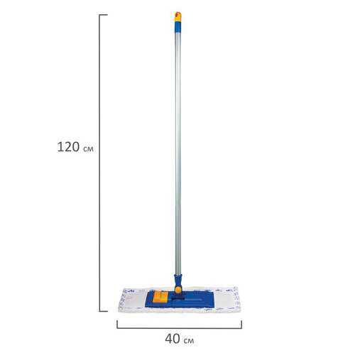  Швабра с флаундером 40 см, черенок 120 см, резьба 1,6 см, моп микрофибра/абразив, карманы (тип к), laima, 601461 | Швабры для пола