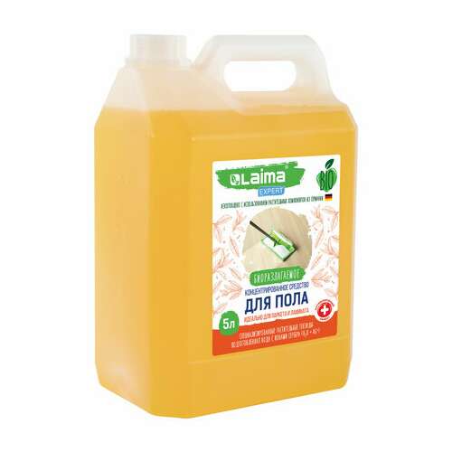 Средство для мытья пола, стен и поверхностей, c дезинфекцией, биоразлагаемое, 5 л, laima expert, 607761 | Средства для мытья пола