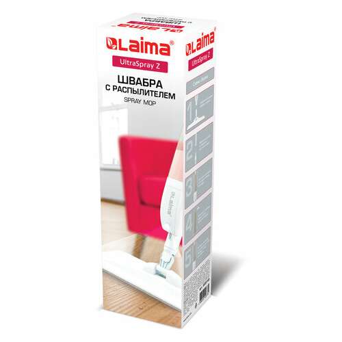  Швабра с распылителем ultraspray z, 2 насадки из микрофибры с плоским ворсом, скребок, laima, 609145 | Швабры для пола