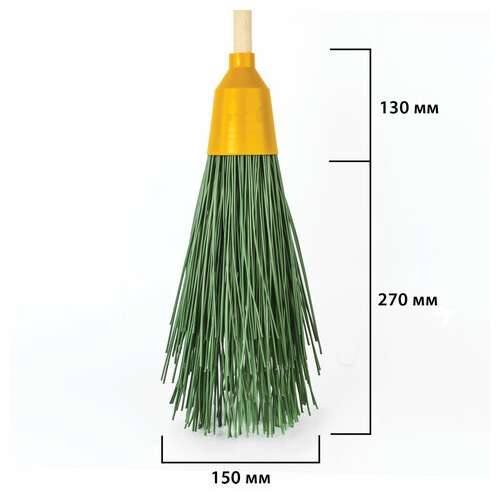  Метла синтетическая круглая "прима" ширина 15 см, высота 40 см, 4 кольца, с черенком, 120 см, laima expert, 605369 | Щетки, метлы, пипидастры