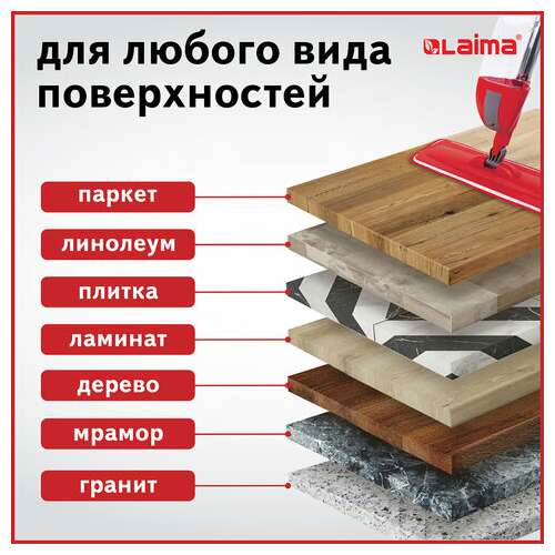  Швабра с распылителем воды плоская для мытья полов и уборки "spray mop", laima, 607981 | Швабры для пола