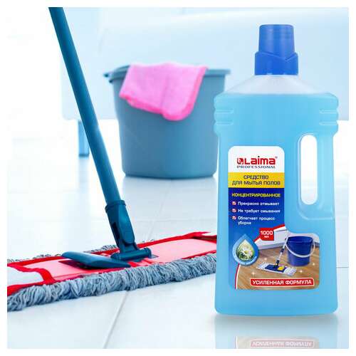  Средство для мытья пола 1 л, laima professional концентрат, "утренняя свежесть", усиленная формула, 604796 | Средства для мытья пола